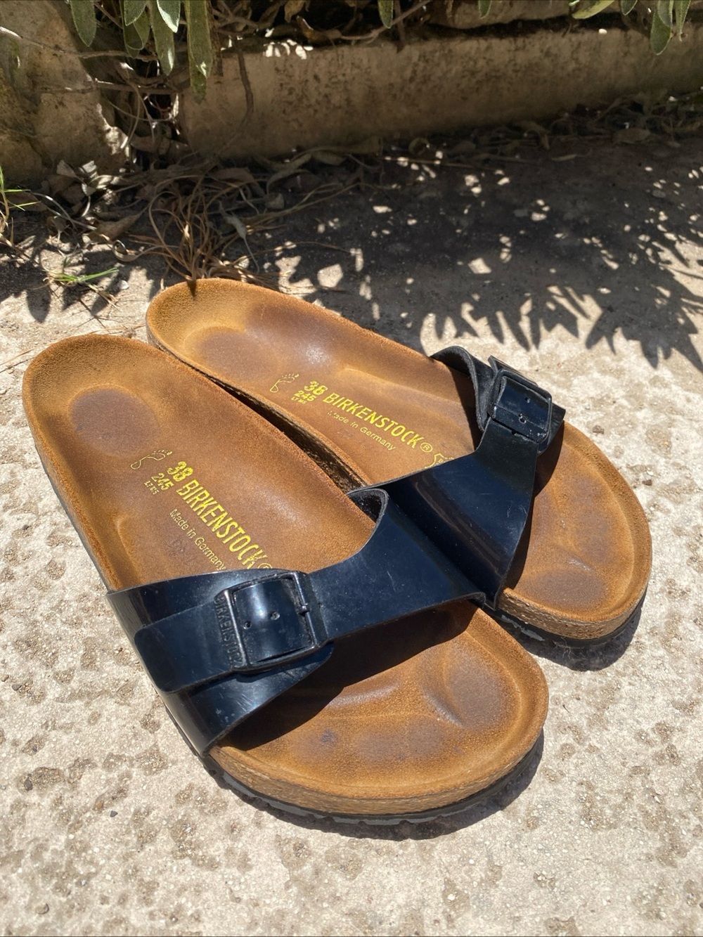Birkenstock Madrid Single Strap Slide Sandals EU 39 US 8 Patent Leather reg wide